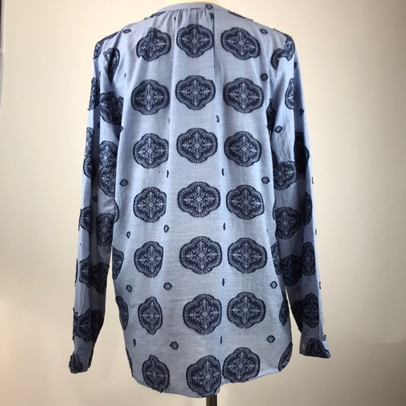 Loft | Blue Embroidered Button up - Picture 5 of 8